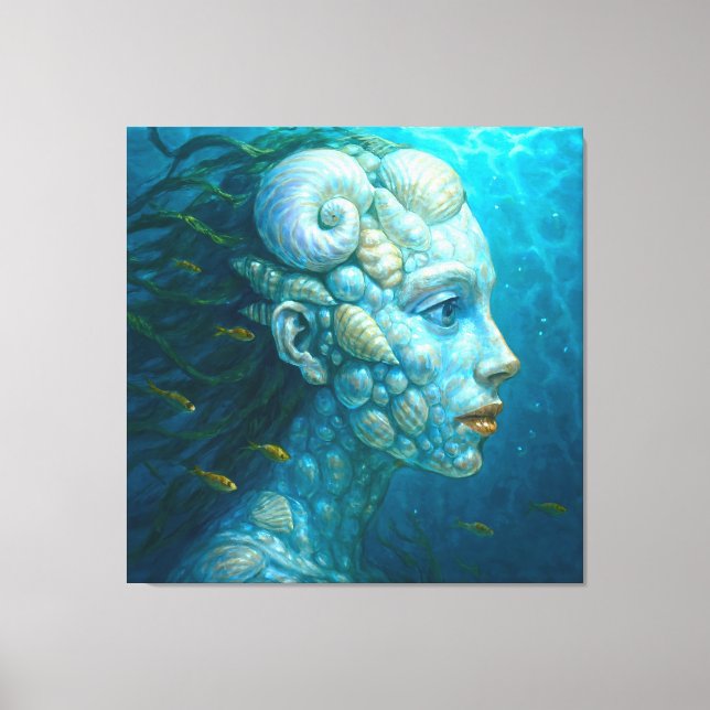 Lienzo Meerjungfrau in Muscheln - Malerei Stil (Anverso)