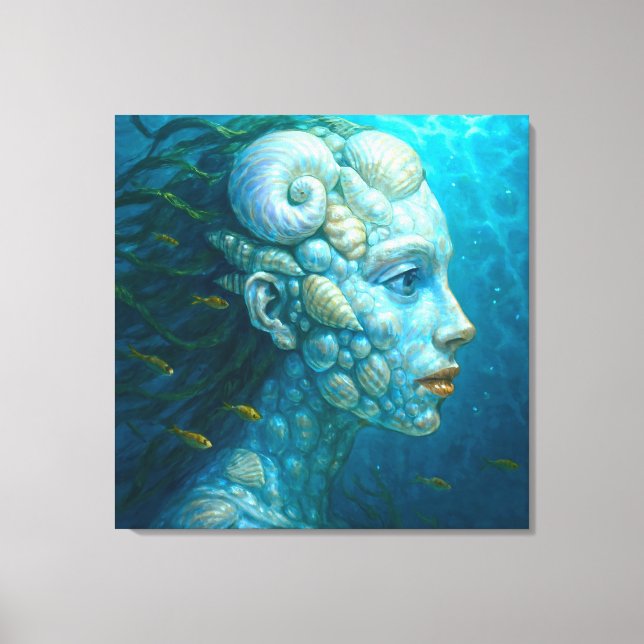 Lienzo Meerjungfrau in Muscheln - Malerei Stil (Anverso)