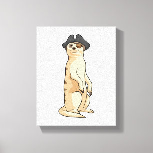 Lienzo Meerkat como pirata con gorra pirata