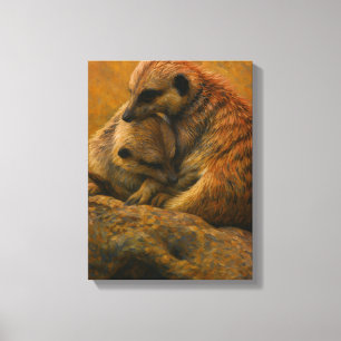 Lienzo Meerkat Cuddle - Pintura de vida silvestre en la T