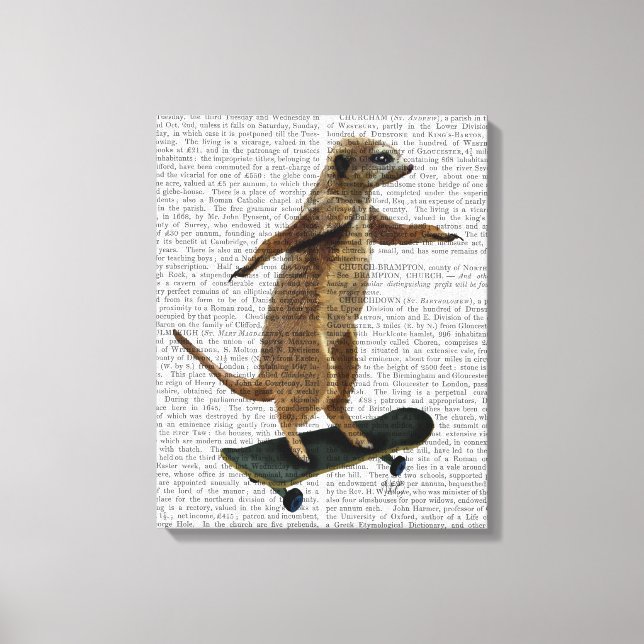 Lienzo Meerkat En Skateboard (Anverso)