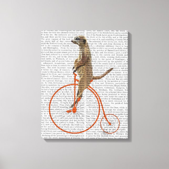 Lienzo Meerkat sobre la Naranja Penny Farthing (Anverso)