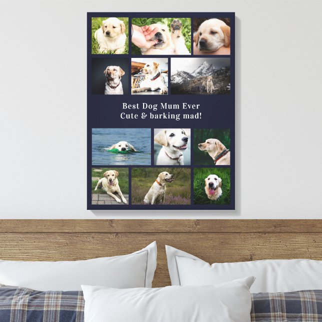 Lienzo Mejor Collage de fotos de Mamá Perro (Best dog mom 12 photo canvas template.)
