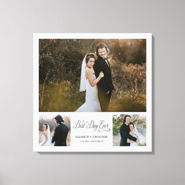 Lienzo Mejor Día Personalizado Cada 3 Collages de fotos (Anverso)