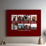 Lienzo Mejor Mamá Personalizable Collage de fotos Maroon<br><div class="desc">La "mejor imagen de tela de Collage de fotos de Personalizable de mamá de todos los días" es un regalo sincero y personalizado que honra a las madres extraordinarias en nuestras vidas. Esta impresión de lienzo ofrece la oportunidad de crear un collage único de preciadas fotos familiares, lo que resulta...</div>