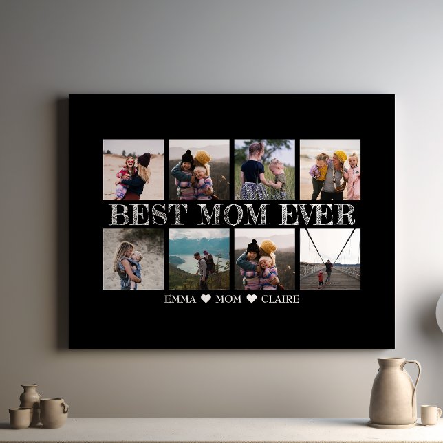 Lienzo Mejor Mamá Personalizable Collage de fotos Negro (Subido por el creador)