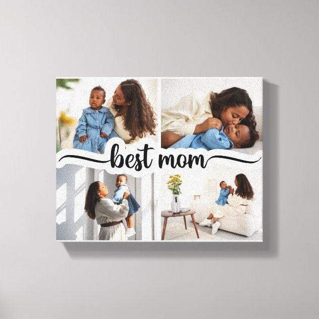 Lienzo Mejor Mamá Personalizada 4 Collage de fotos (Anverso)