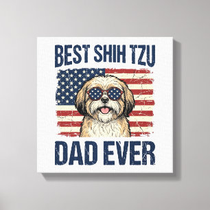 Lienzo Mejor papá de Shih Tzu patriota perenne