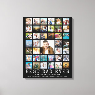 Lienzo MEJOR PAPÁ DEL MUNDO Collage de Fotos Moderno Nomb