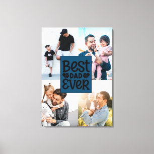 Lienzo Mejor Papá del Mundo Collage Personalizado de Cuat