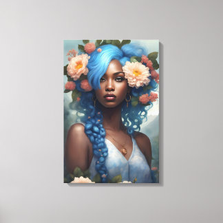 Lienzo Melanin Blue Flower Goddess