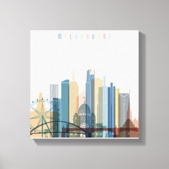 Lienzo Melbourne, Australia | Línea de la ciudad (Anverso)