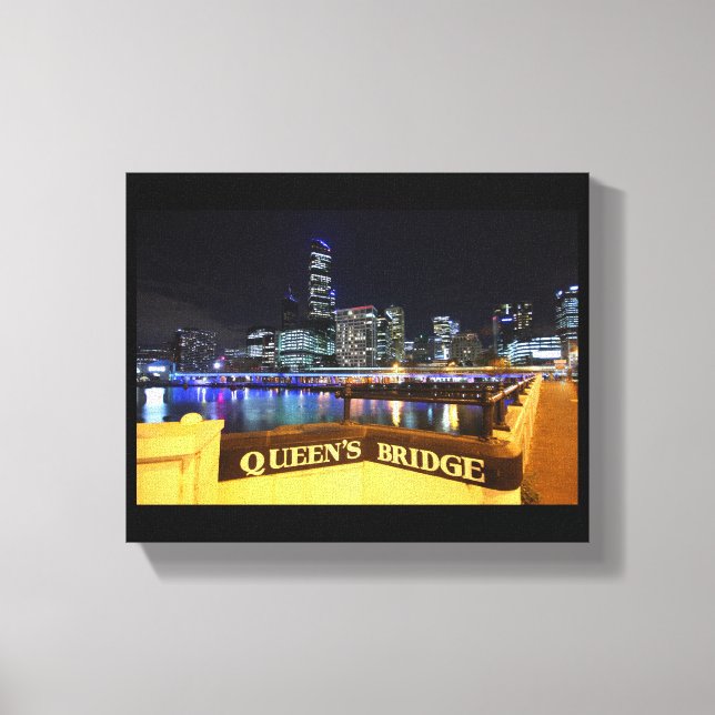 Lienzo Melbourne CBD Queens Bridge City Lights (Anverso)