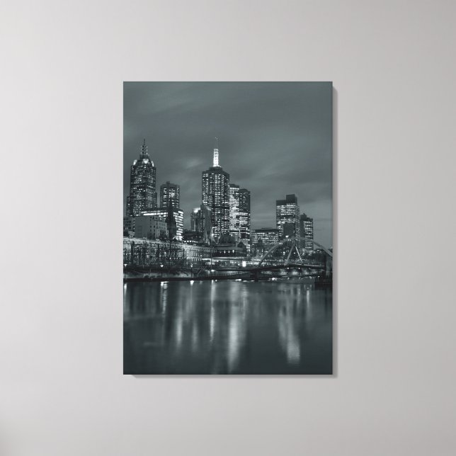 Lienzo Melbourne por la noche (Anverso)