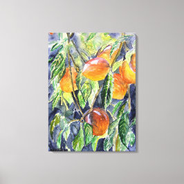 Lienzo melocotones de frutas de vida de vida acuarela