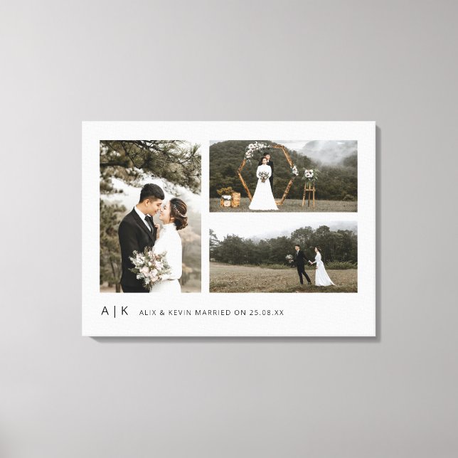 Lienzo Memoria simple y elegante de Boda Keepsake Photo (Anverso)