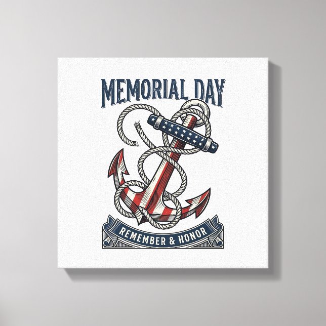 Lienzo Memorial Day Anchor Remember Honor Vintage Shirt_1 (Anverso)