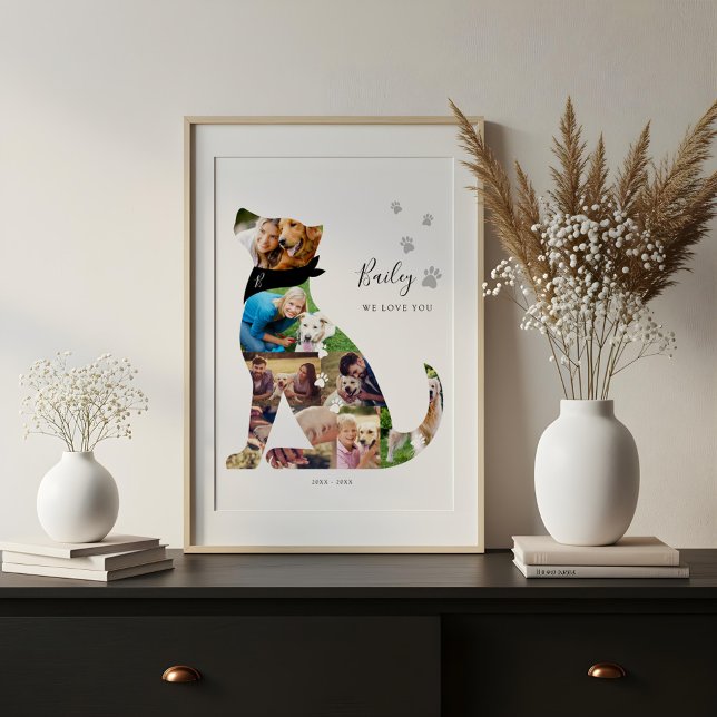 Lienzo Memorial del Mascota del Collage de fotos del perr (Loving Memory Dog Photo Collage Pet Memorial Canvas Print)