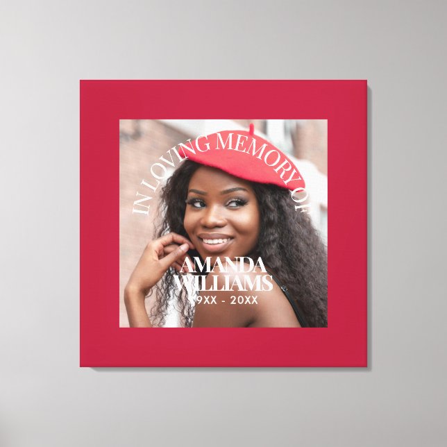 Lienzo Memorial Rojo Personalizado con Foto y Texto (Anverso)
