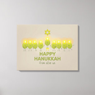 Lienzo Menorá de aceitunas de Hanukkah