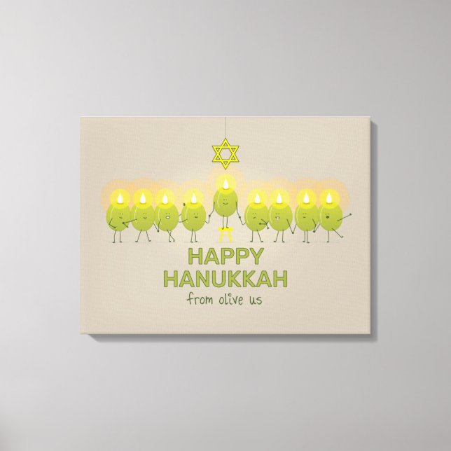 Lienzo Menorá de aceitunas de Hanukkah (Anverso)