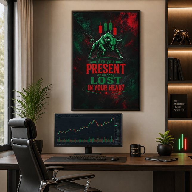 Lienzo Mentalidad de Trader Toro Presente o Perdido en Tu (Product shown in an AI-assisted illustrative lifestyle setting.)