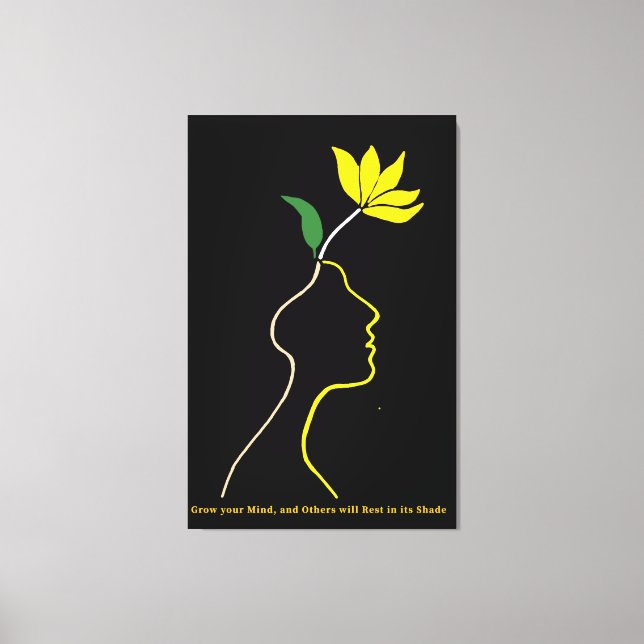 Lienzo Mente de crecimiento - Diseño de cabeza floral Min (Anverso)
