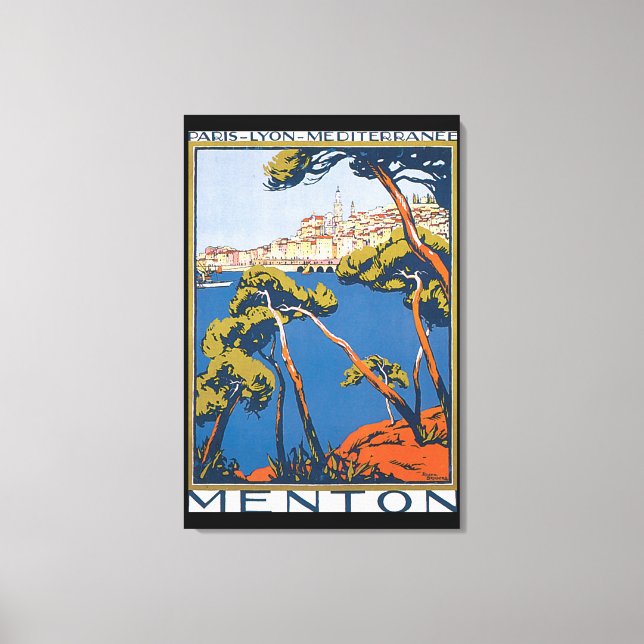Lienzo Menton Vintage Travel Poster (Anverso)