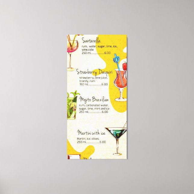 Lienzo Menú de bebidas (Anverso)