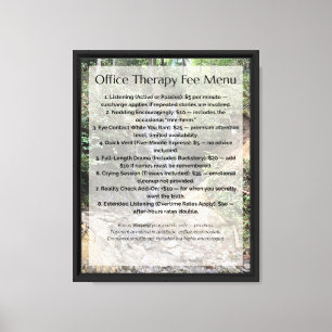 Lienzo Menú de Tarifa de Terapia de Oficina
