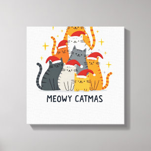 Lienzo Meowy Catmas Gato Navidad Árbol de Navidad Xmas (4
