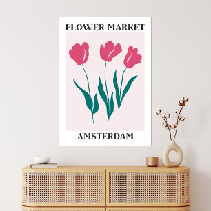 Lienzo Mercado de Flores de Ámsterdam Tulipanes Rosas Flo