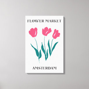 Lienzo Mercado de Flores de Ámsterdam Tulipanes Rosas Flo
