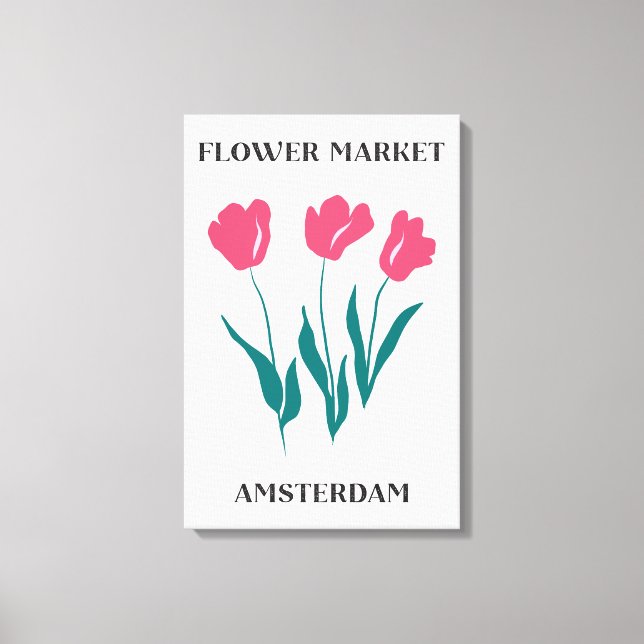 Lienzo Mercado de Flores de Ámsterdam Tulipanes Rosas Flo (Anverso)
