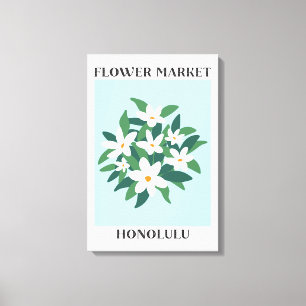Lienzo Mercado de Flores Honolulu Floral de Jazmín Blanco