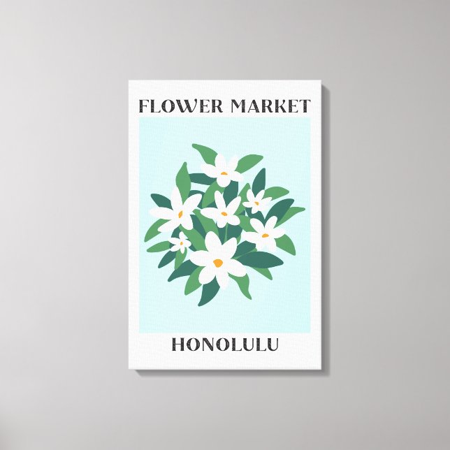 Lienzo Mercado de Flores Honolulu Floral de Jazmín Blanco (Anverso)