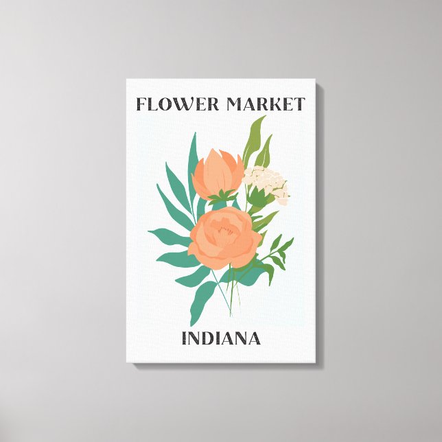 Lienzo Mercado de Flores Indiana Peach Peony Floral (Anverso)