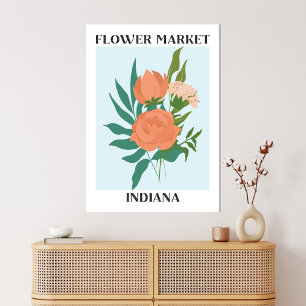 Lienzo Mercado de flores Indiana Peach Peony Floral