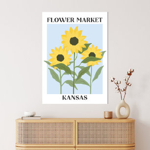Lienzo Mercado de Flores Kansas Amarillo Girasol Floral