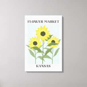 Lienzo Mercado de Flores Kansas Amarillo Girasol Floral