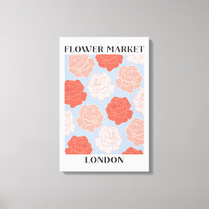 Lienzo Mercado de Flores Londres Rosas Rosadas Rojas Flor