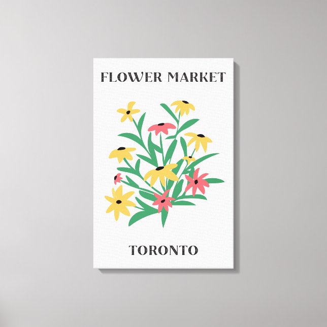 Lienzo Mercado de Flores Toronto Rosas Amarillas Daisies  (Anverso)