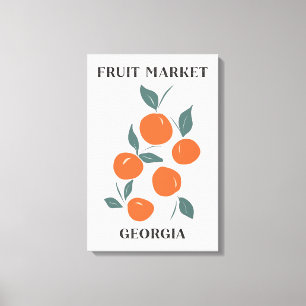 Lienzo Mercado de Frutas Georgia Naranja Melocotones Comi