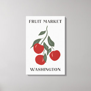 Lienzo Mercado de Frutas Manzanas Rojas Washington Comida
