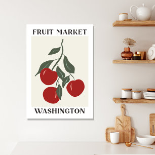 Lienzo Mercado de Frutas Manzanas Rojas Washington Comida