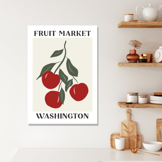 Lienzo Mercado de Frutas Manzanas Rojas Washington Comida (In situ boho interior)
