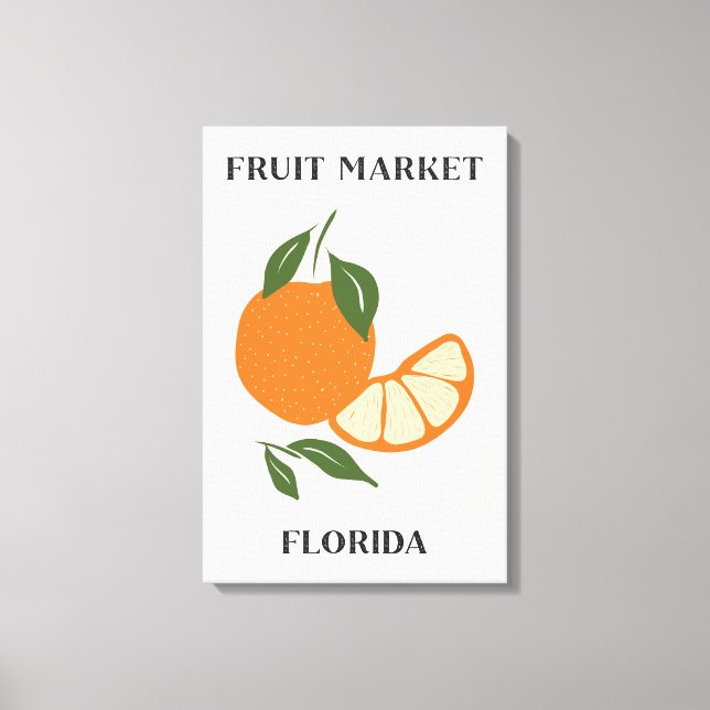 Lienzo Mercado de Frutas Naranja de Florida Comida (Anverso)