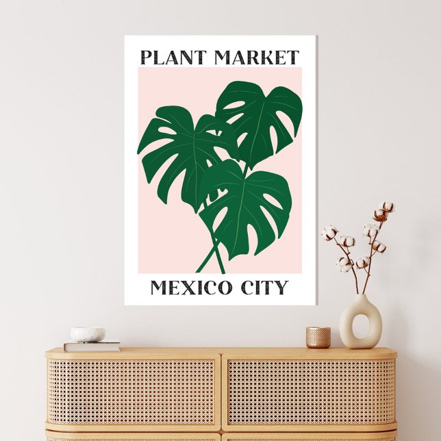 Lienzo Mercado de plantas México Green Monstrera Housepla (In situ boho interior)