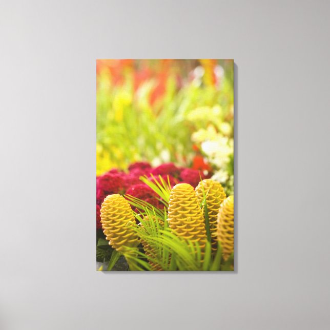 Lienzo Mercado semanal de frutas y verduras del viernes. (Anverso)