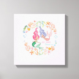 Lienzo Mermaids Mejor Amigos para Siempre BFF Personaliza